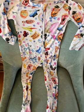 Little Snuggles Disney Best Day Multicolor Character One-Piece Zip Pajamas - 2